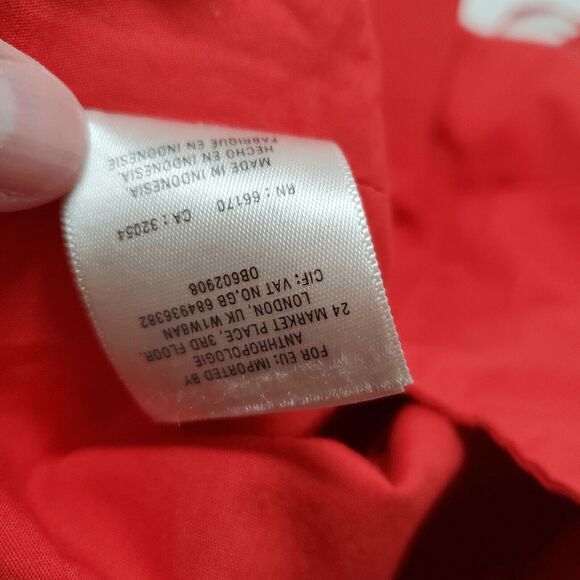 NWOT Anthropologie MAEVE Women's Red Bo Scalloped Buttons Back Cotton Red Top 14 - Picture 5 of 8
